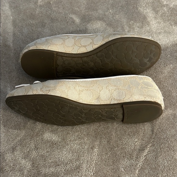 Coach Cream Signature Canvas Ballet Flats with Tassel Trim - Picture 3 of 3